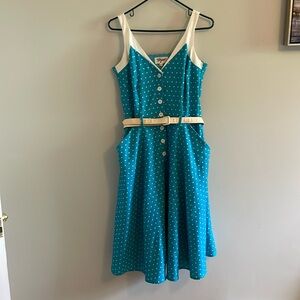 Tatyana blue & white retro dress